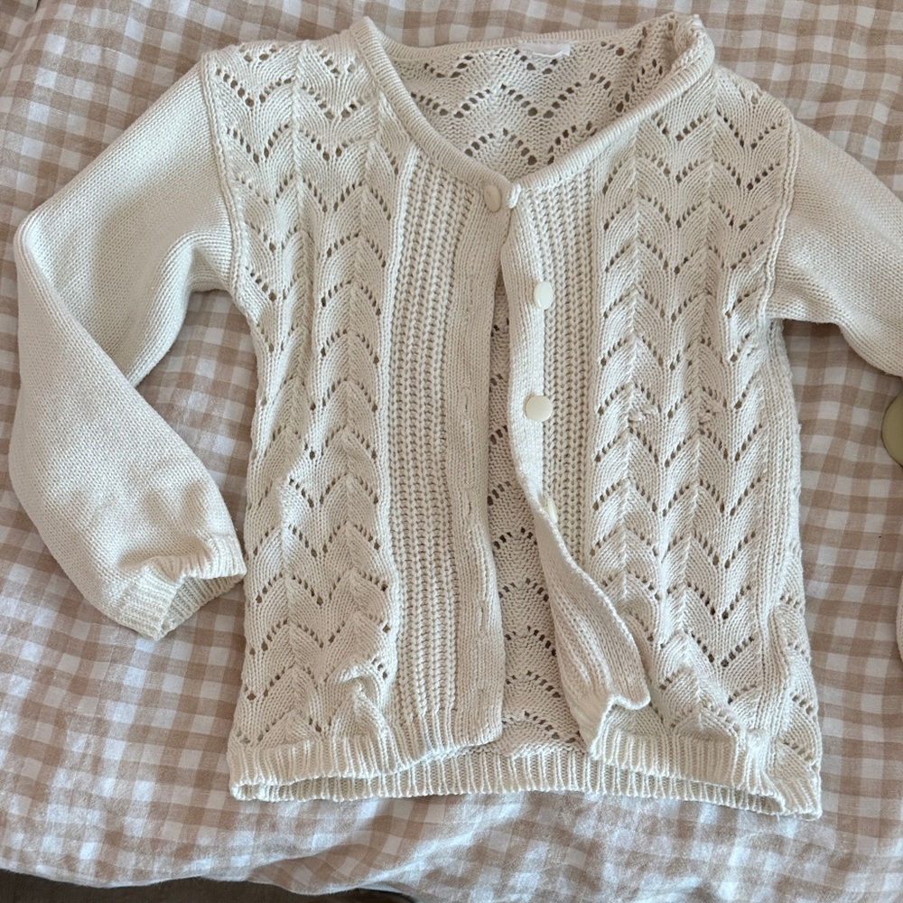 Jamie Kay Cream Openwork Knit Cardigan